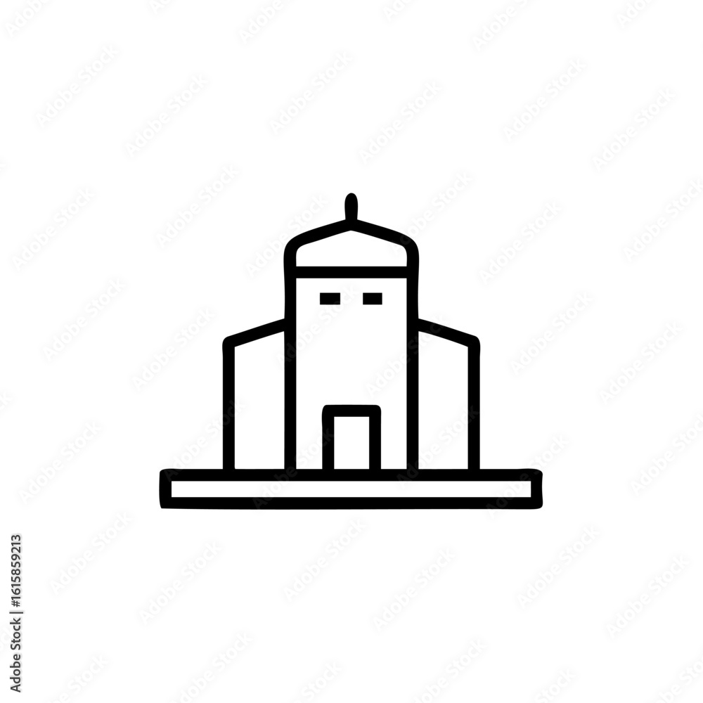 Poster outline icon a building with a dome two windows architecture structure