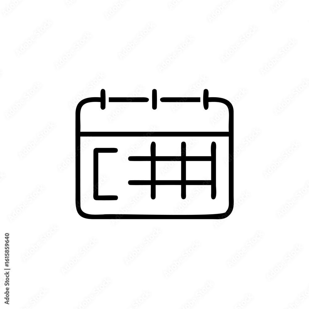 Poster outline icon a calendar with grid horizontal lines schedule planning