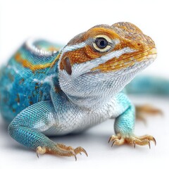 Blue & Orange Lizard Isolated on White Background