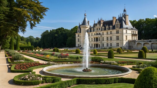 A majestic European fountain in front of an ancient palace, church, or castle, set against a historic city park sky - Powered by Adobe