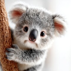 Fototapeta premium Close-Up of a Sweet Baby Koala on a Branch