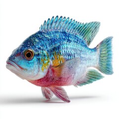 Fototapeta premium Watercolor Blue and Red Fish on White