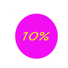 Pink circle with 10 percent text isolated on transparent background