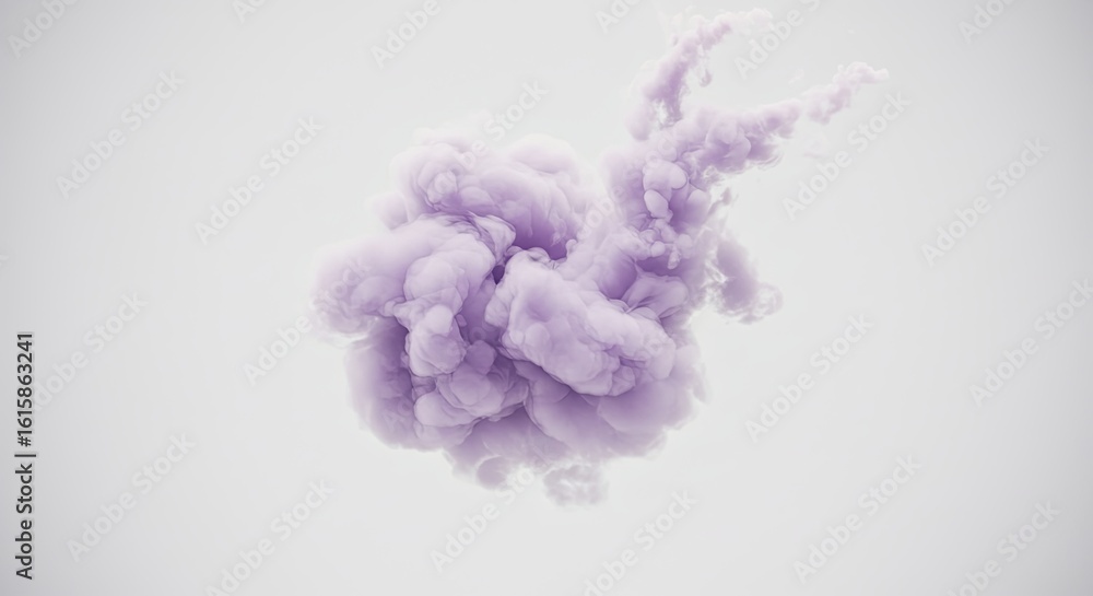 Poster abstract lavender ink cloud swirling in water, a mesmerizing artistic visual of fluid dynamics and c
