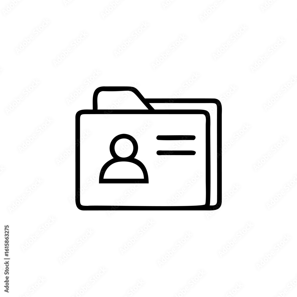 Poster outline icon a folder with a person symbol lines profile