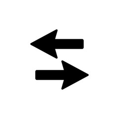Exchange and data transfer icons featuring opposing arrows in various solid styles, symbolizing communication, synchronization, file sharing, migration, and digital connectivity