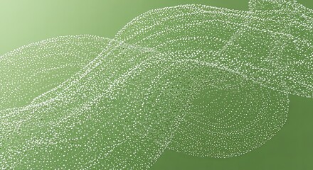 Abstract Green Background with White Particle Wave: Elegant and Modern Design for Digital Art, Technology, and Nature Themes