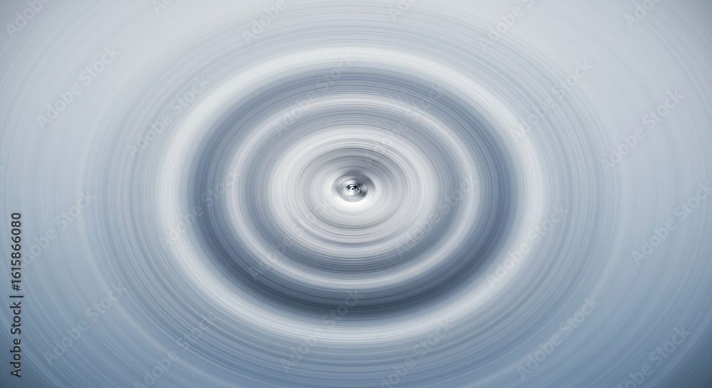 Poster abstract circular design: concentric rings of soft blue and gray hues creating a vortex effect