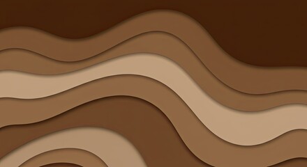 Abstract Brown Wave Layers Background Design with Smooth Curves and Subtle Shadows: A Visually Appealing Texture for Modern Designs