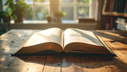 Obraz premium Reading Desk Setup Sunlight Hardcover Book