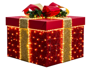 Transparent Gift Box with Visible Snowflakes Inside, isolated on a transparent background.