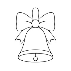 Bell with bow in outline style for decorations and celebrations  