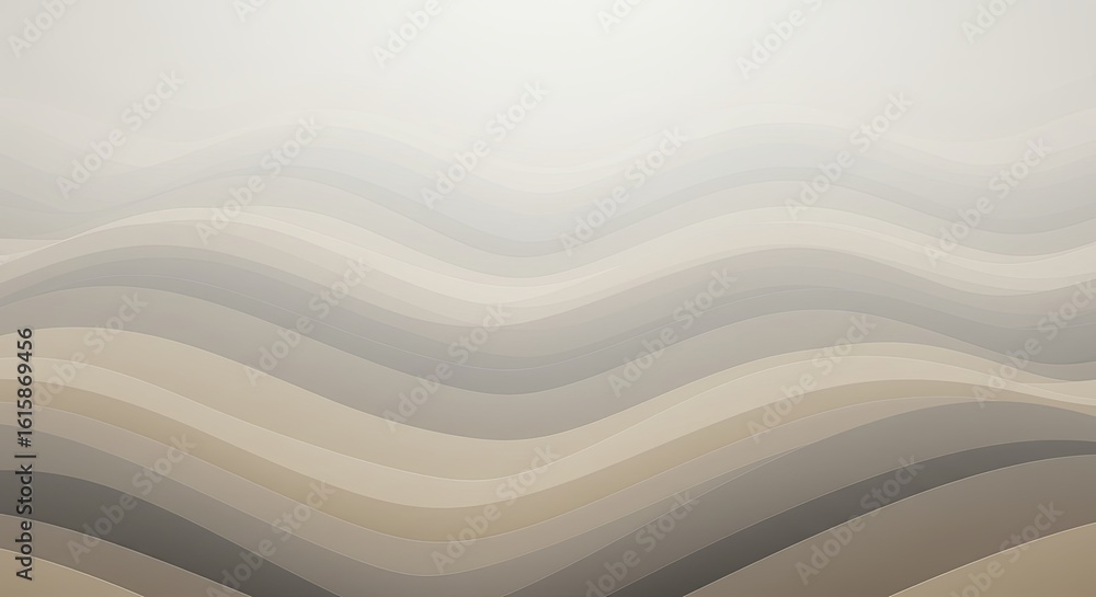 Poster abstract background with elegant beige and gray wavy layers creating a serene and sophisticated desi