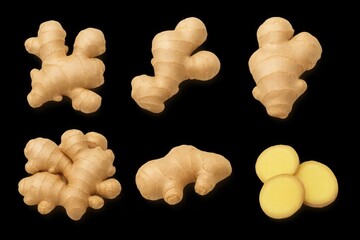 A delightful array of ginger root illustrations showcasing their natural beauty and culinary uses