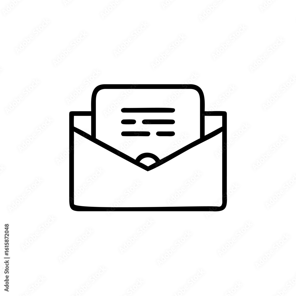 Poster outline icon an open envelope with paper inside letter mail