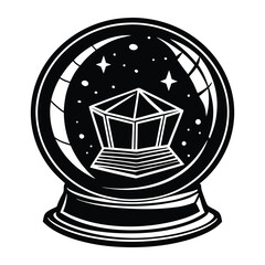 Space Observatory Snow Globe Celestial Gazebo Winter Wonderland on White Background