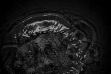 Dark Water Surface with Ripples and Reflections in Monochrome Style