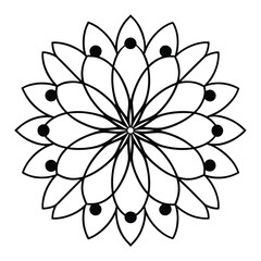 Beautiful Black and White Mandala Design Printable Art on White Background