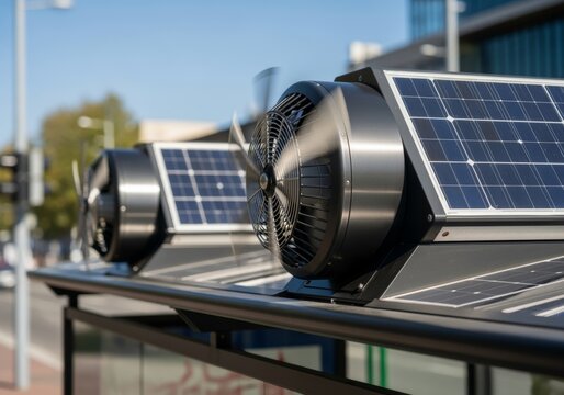 Solar-powered ventilation system on urban building