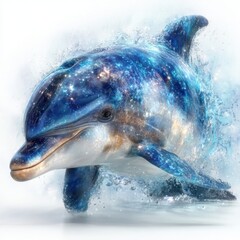 Galactic Dolphin Illustration - Fantasy Ocean Life