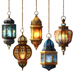 Obraz premium Arabic Ramadan Lanterns isolated .Decoration lamps cut out