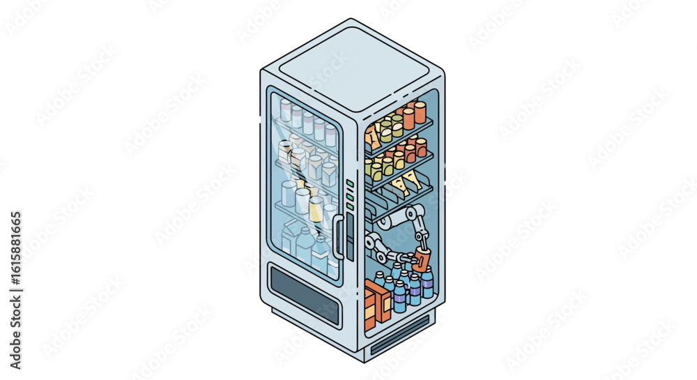 Poster automated vending machine with robotic arm