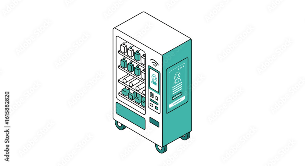 Poster modern vending machine with digital screen display