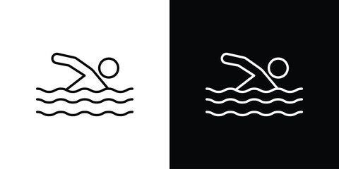 Swimming icon. Minimalist vector design. Editable stroke. EPS10