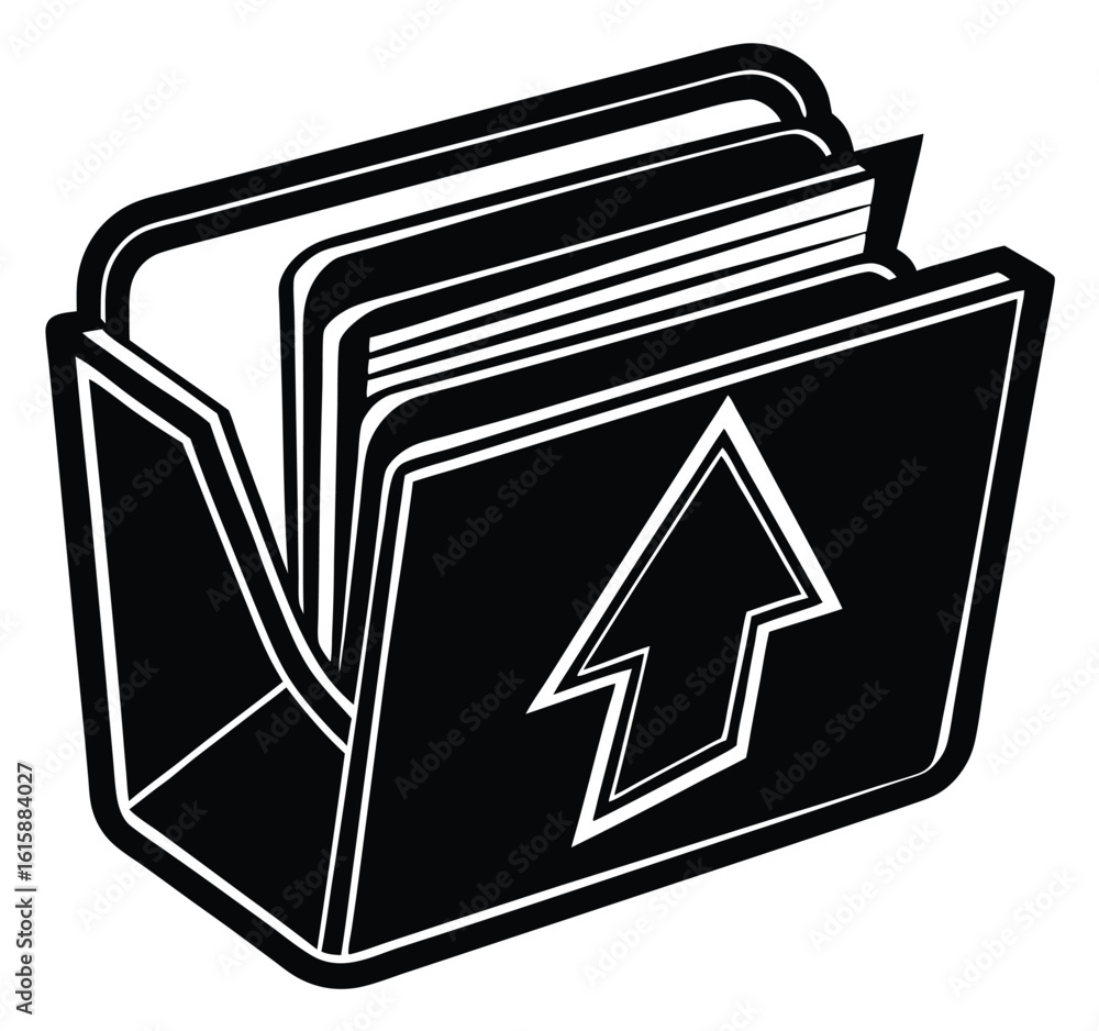 Poster here's a concise description: black folder and battery icons with vip letter symbol vector illustrat