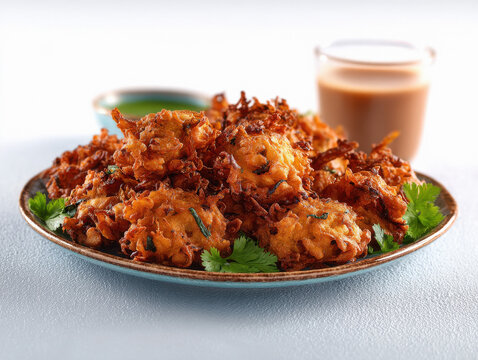 pakoras made with gram flour placed on plate