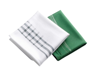 Elegant White and Green Towels for Home and Kitchen Use