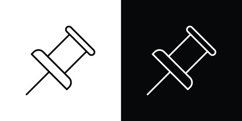Push pin icon. Minimalist vector design. Editable stroke. EPS10