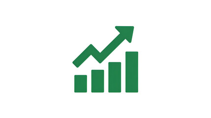Green Upward Arrow Graph Chart Showing Business Growth and Financial Success on Transparent Background