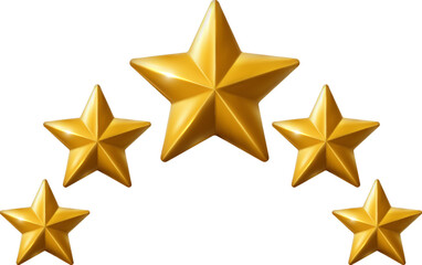 Golden five star rating symbol representing quality, award recognition, and top service evaluatio