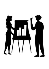 Silhouette of Business Presentation with Two People