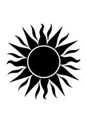 Silhouette of a Stylized Sun with Radiating Flames