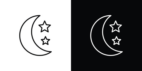 Moon icon. Minimalist vector design. Editable stroke. EPS10