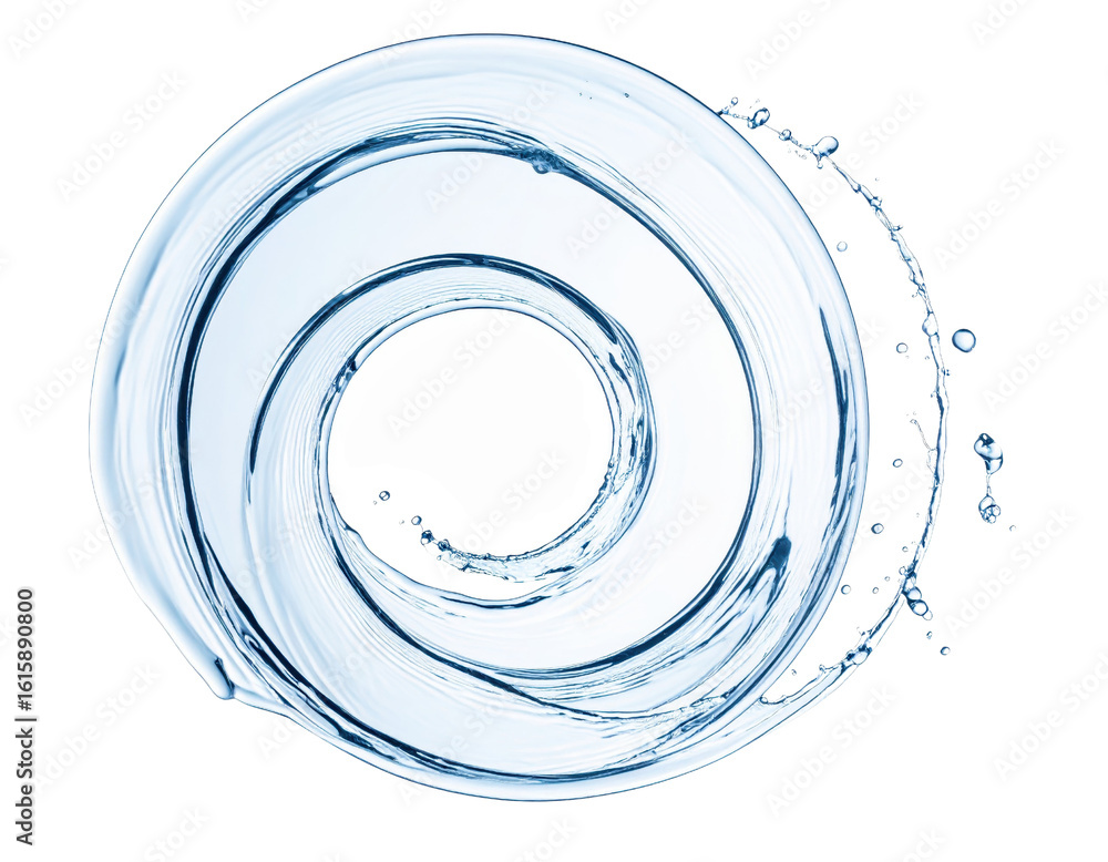 Poster circular water splash with dynamic movement and clear transparency