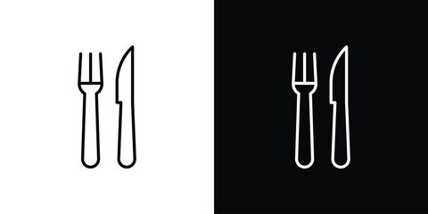 Fork and Knife icon. Minimalist vector design. Editable stroke. EPS10