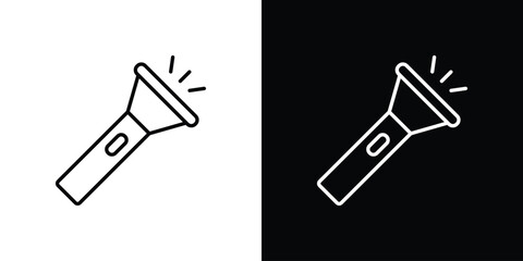 Flashlight icon. Minimalist vector design. Editable stroke. EPS10