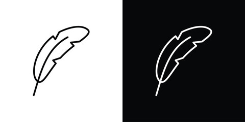 Feather icon. Minimalist vector design. Editable stroke. EPS10