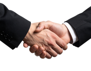 Geschäftlicher Handschlag als Dunkle Silhouette, Weißer Hintergrund Freisteller PNG