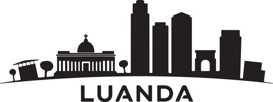 Luanda Skyline Silhouette Mausoleum of Agostinho Neto Modern Towers Bold Angolan City Vector Design
