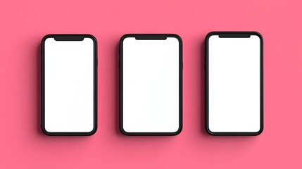 Smartphones with blank screen isolated on gray background.