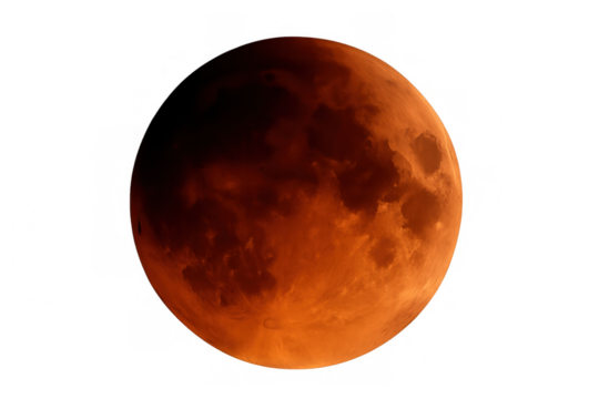 Glowing crimson moon partially veiled by wispy clouds, emerging through dark night sky with ethereal luminescence - Powered by Adobe