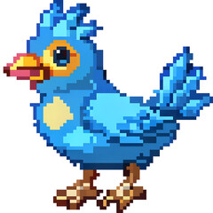 Obraz premium Blue pixel bird isolated on a transparent background