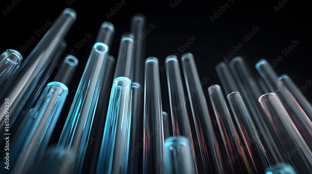 Poster abstract image of multiple translucent tubes.