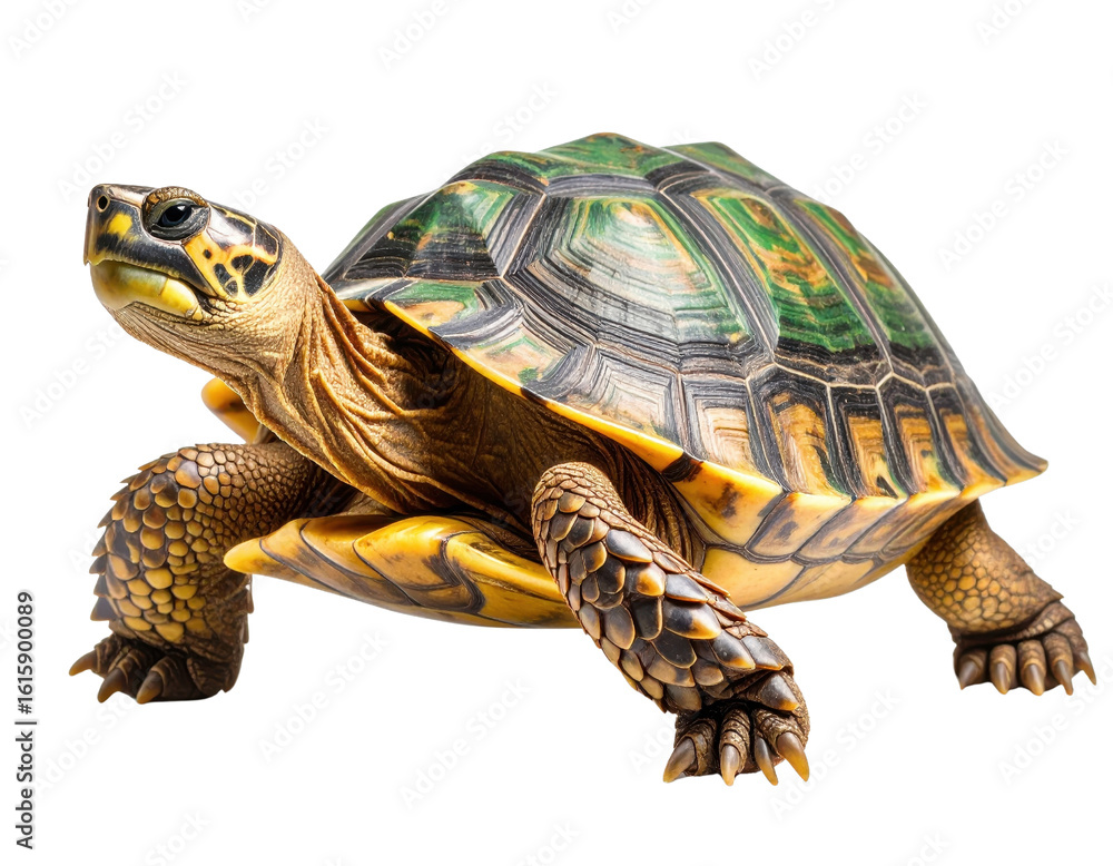 Aufkleber colorful turtle with unique shell patterns on a white background