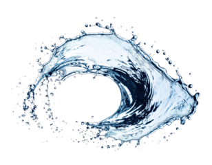 Dynamic Water Splash Creating Artistic Shaped Wave on Black Background