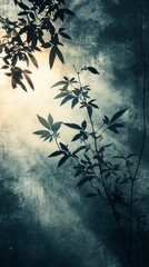 Plant Silhouette with Light and Dark Texture Background